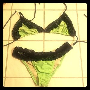 Bright green lace bikini